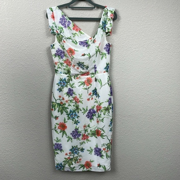 NWT Black Halo Jackie O Sheath Dress in Garden Party Sequin Sparkle Sz 4 - Picture 3 of 16